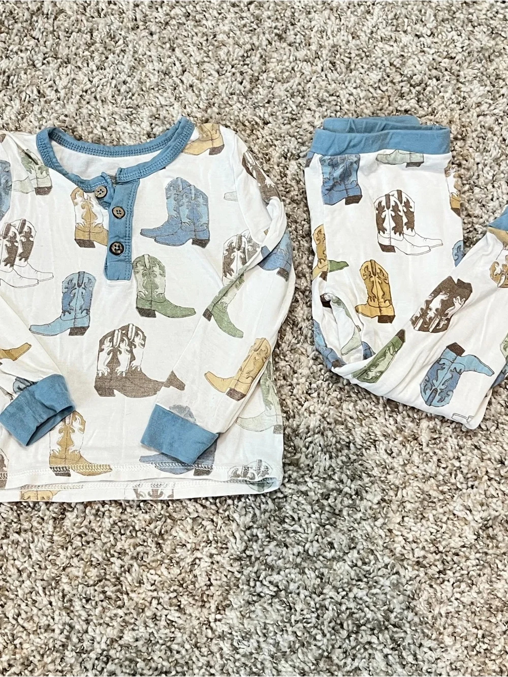 Mud Pie Cowboy Boot Print Pajama Set Bamboo